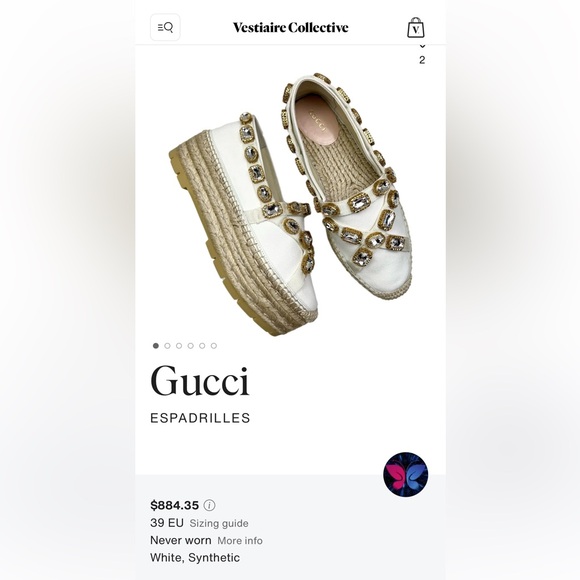 Brand: GUCCI
Style: Pepita Crystal Platform Espadrilles
Color: White - Picture 10 of 12